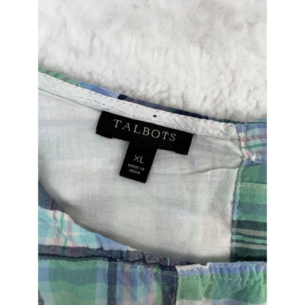 Talbots Madras Plaid Patchwork Back Button Sleeve… - image 9